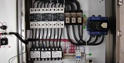Electrical panel installation with organized circuit breakers and wiring in Los Angeles, CA