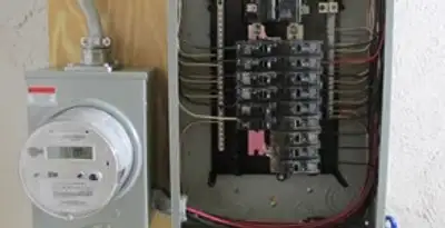 electrical panel upgrade service showing outdated electrical panel prepared for professional replacement in Los Angeles, CA
