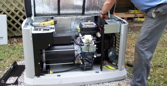 generator installation service showing technician connecting and configuring generator components in Los Angeles, CA